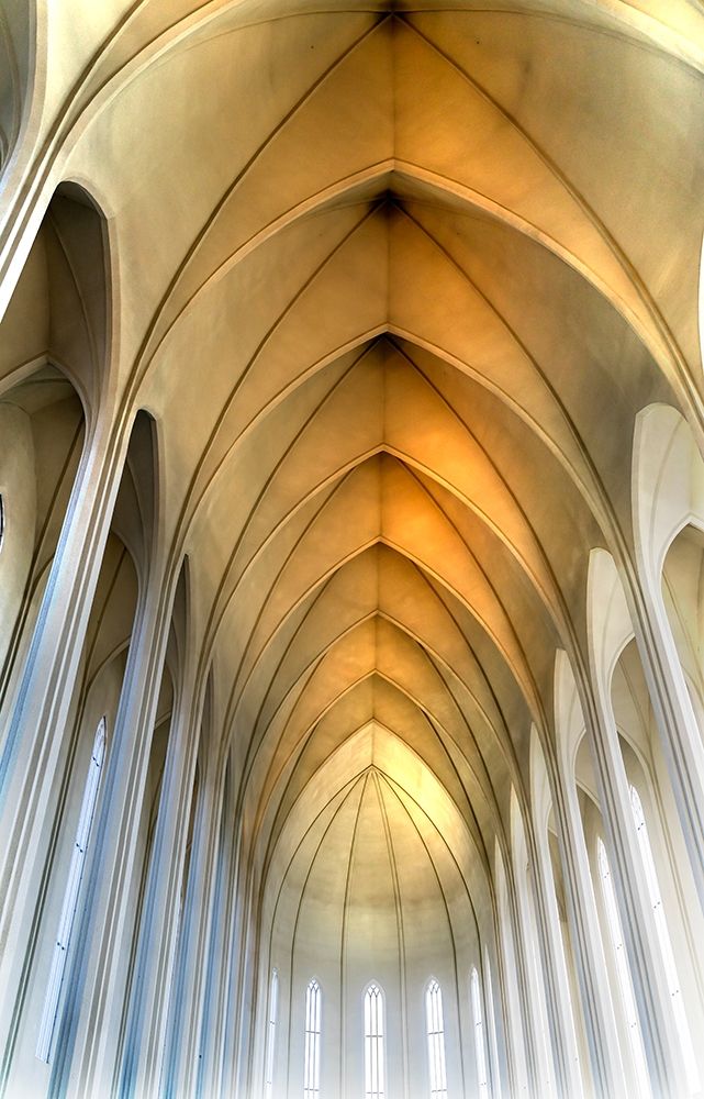 Tall Columns Windows Ceiling Hallgrimskirkja Large Lutheran Church-Reykjavik-Iceland
